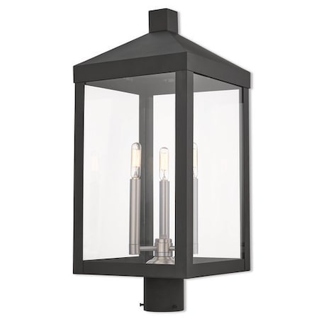 Livex Lighting Nyack 3 Light Black Outdoor Post Top Lantern 20586-04